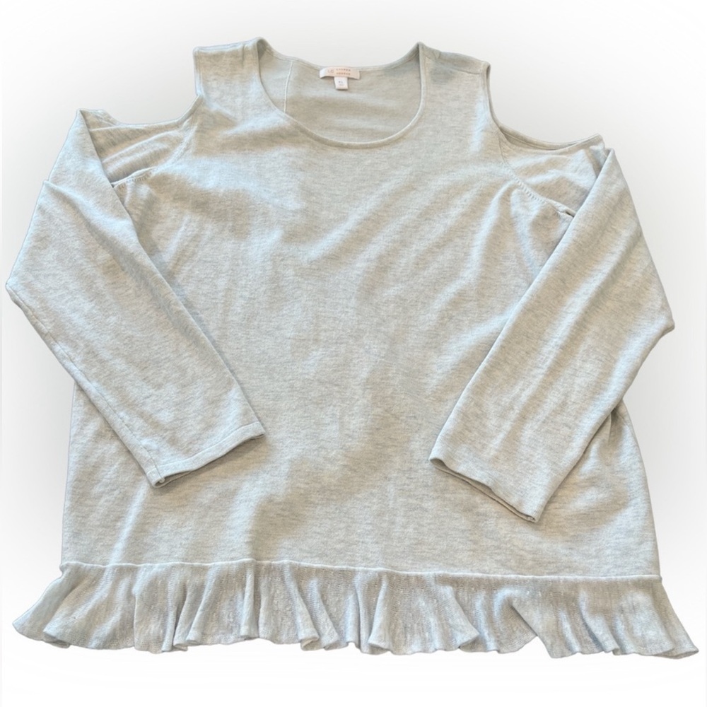 Lauren Conrad Long Sleeve Cold Shoulder Top, EUC, Size-XL, Color-Light G…
